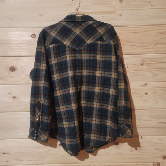 Ponderosa 85% Wool Men Button Up Shirt Size XL 23x29 - Picture 2 of 4